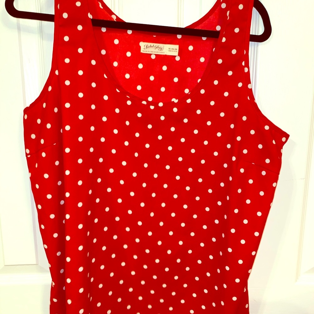Red polka dot tank